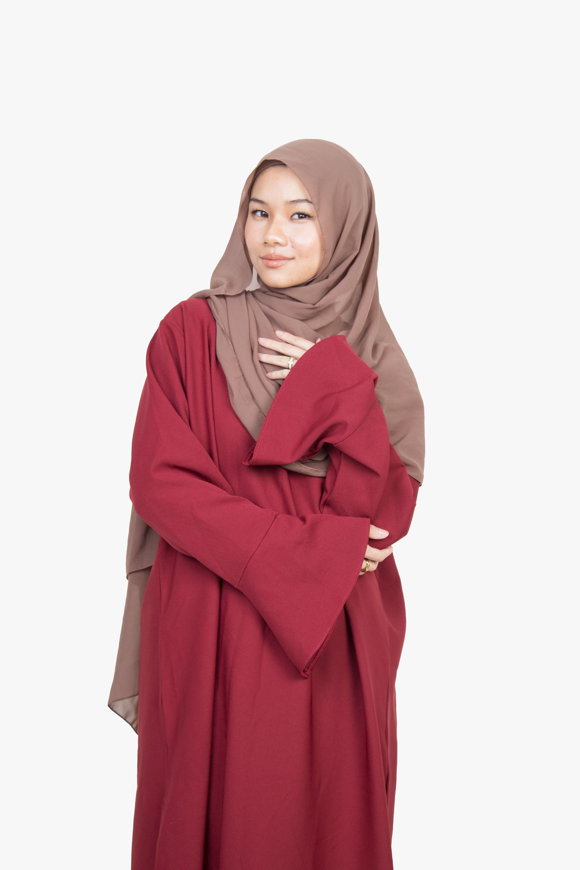 Crimson Red Tulip Sleeve Abaya