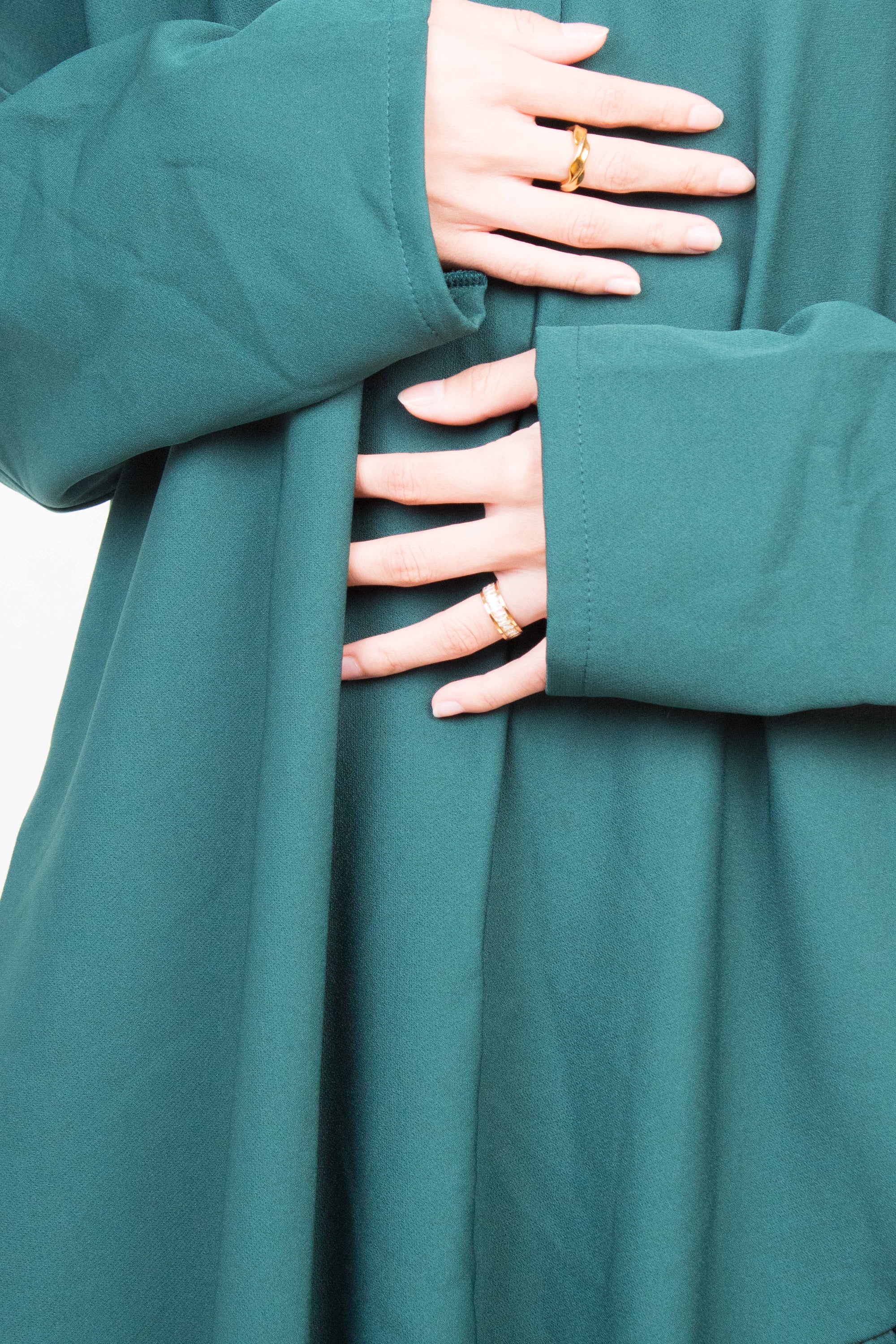 Forest Green Asymmetric Drop Waist Abaya