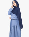 Powder Blue Asymmetric Drop Waist Abaya