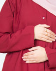 Crimson Red Long Shirt Two-Piece Abaya