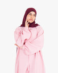 Blossom Pink Front Neck Tie Abaya