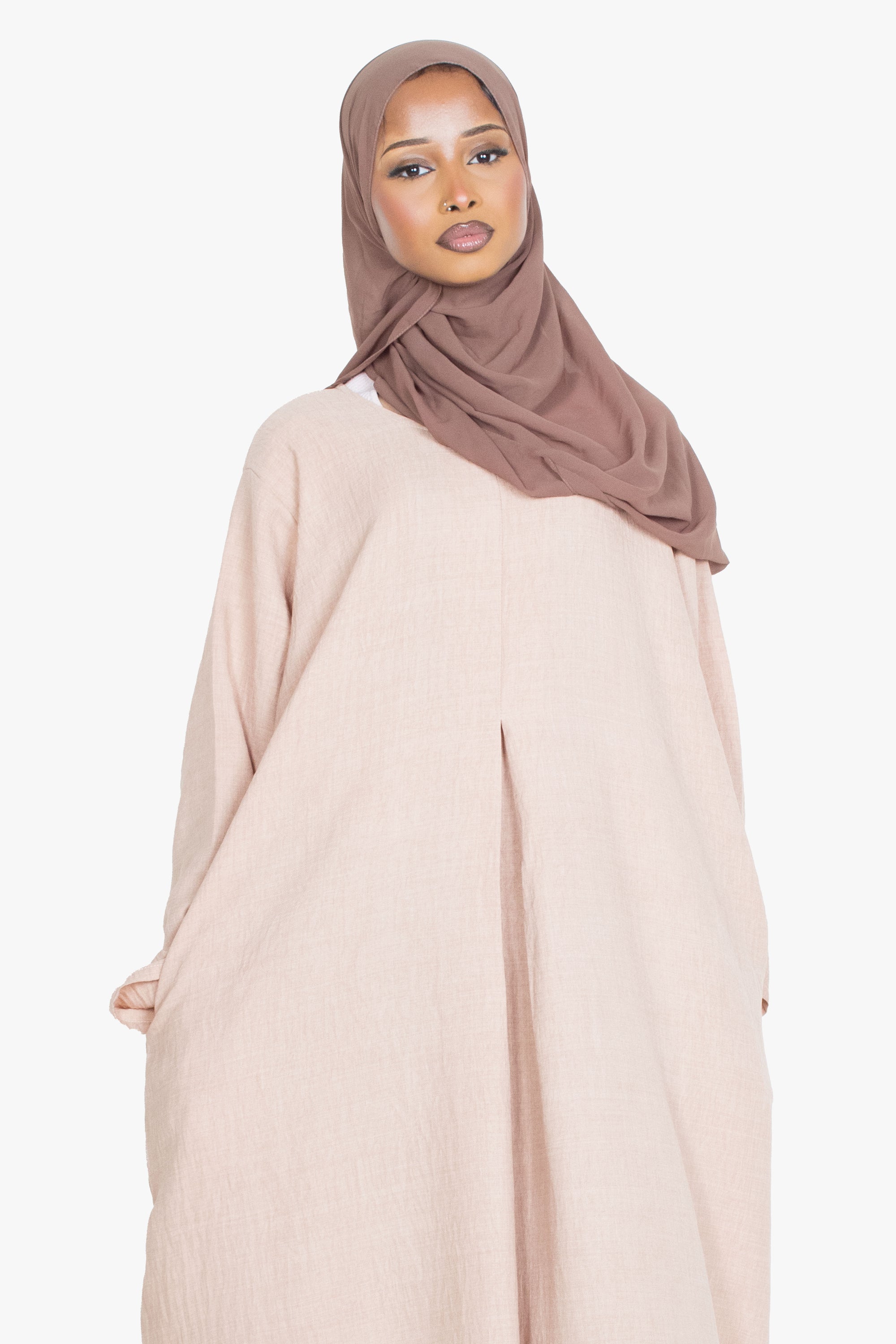 Beige Mélange Pleat Abaya