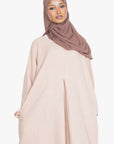 Beige Mélange Pleat Abaya