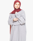 Cloud Grey Pleated Bridge Abaya