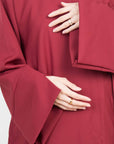 Crimson Red Side Wrap Two-Piece Abaya