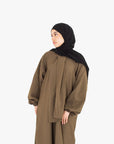 Olive Front Neck Tie Abaya