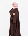 Pecan Brown Asymmetric Cape Sleeve Abaya