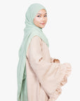 Cream Linen-Feel Flower Sleeve Abaya