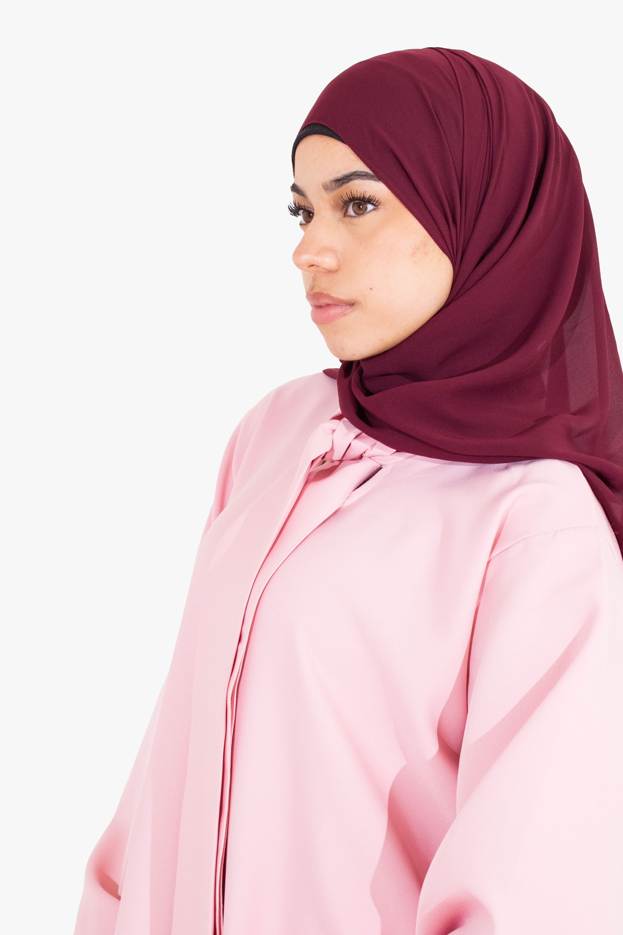 Blossom Pink Front Neck Tie Abaya