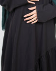 Black Asymmetric Drop Waist Abaya