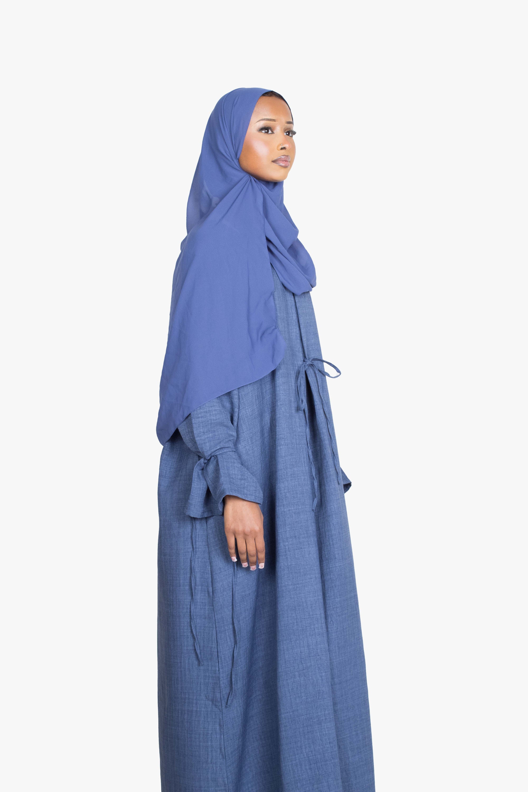 Indigo Mélange Ribbon Kimono Abaya