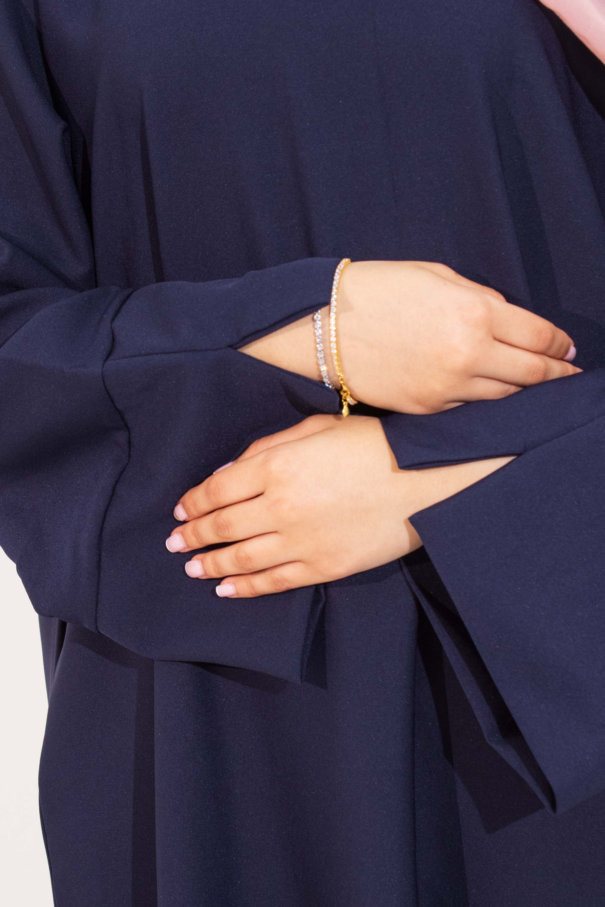 Navy Slit Kimono Sleeve Abaya