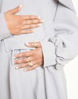 Textured Powder Grey Pleated Bridge Abaya