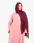 Blossom Pink Linen-Feel Slit Kimono Sleeve Abaya