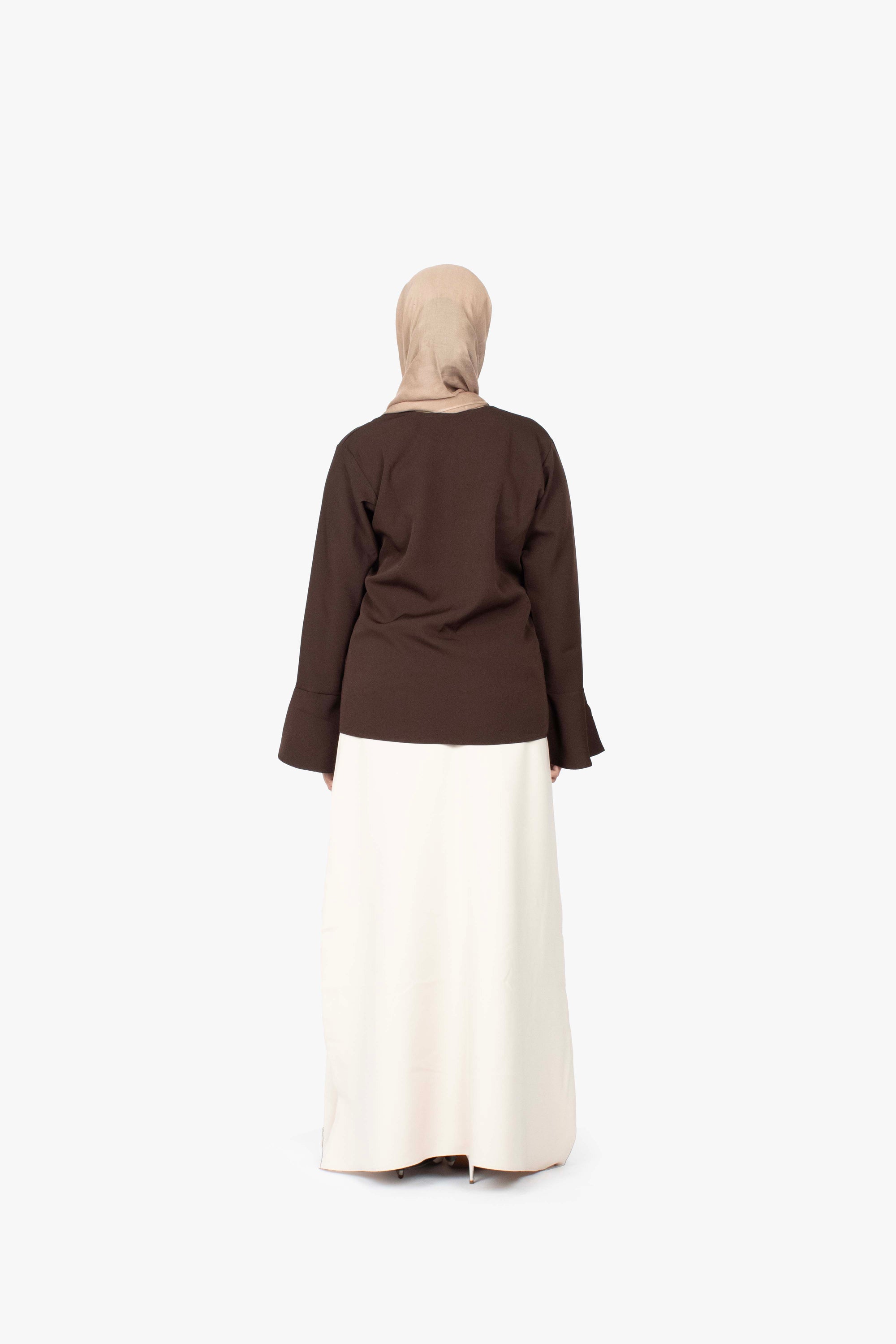 Mocha Brown Tulip Sleeve Top