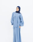 Sky Blue Front Neck Tie Abaya