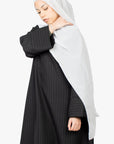 Black with White Striped Kimono Abaya