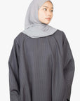 Grey with White Striped Kimono Abaya