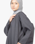 Grey with White Striped Kimono Abaya