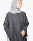 Grey with White Striped Kimono Abaya