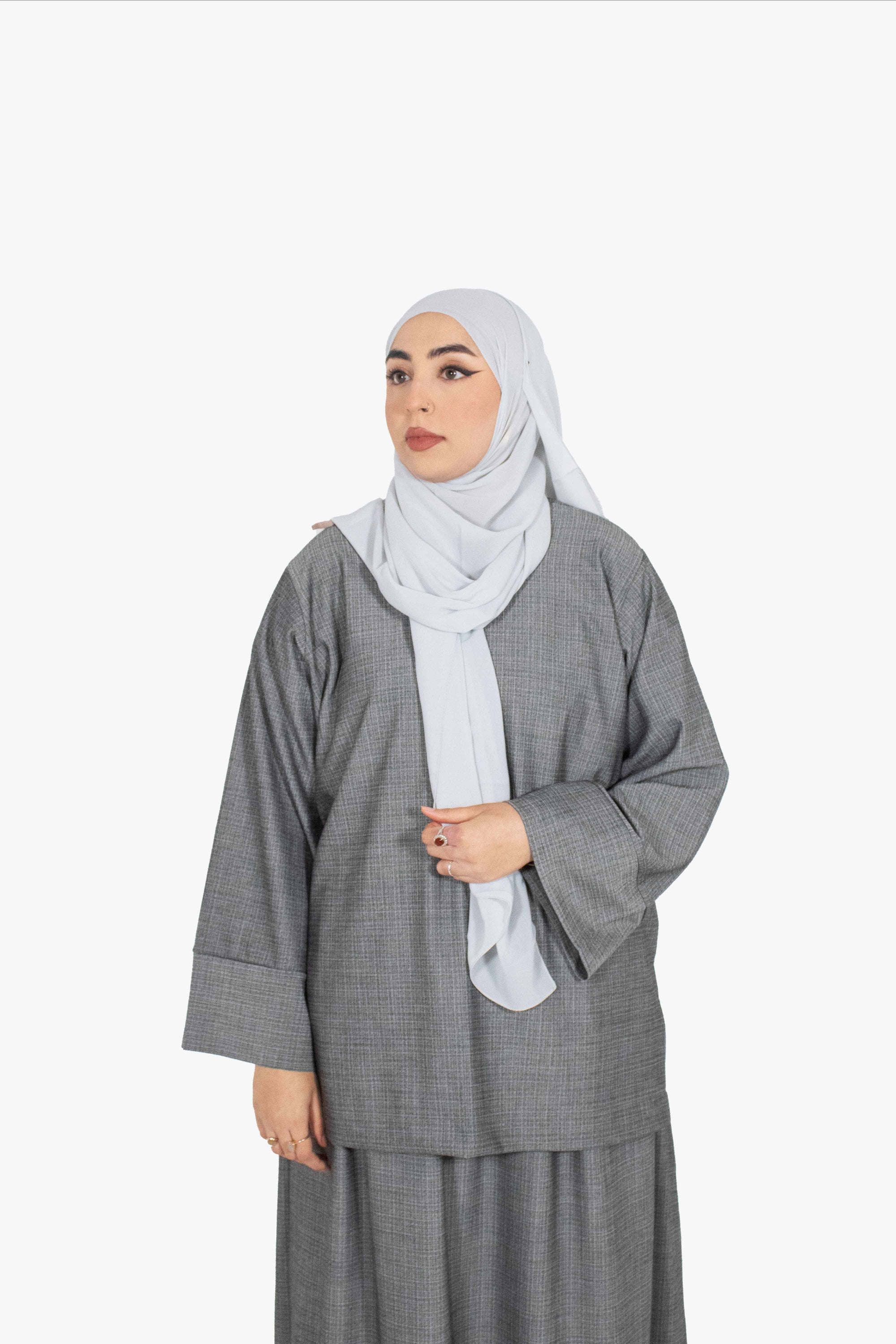 Textured Grey Two-Piece Abaya