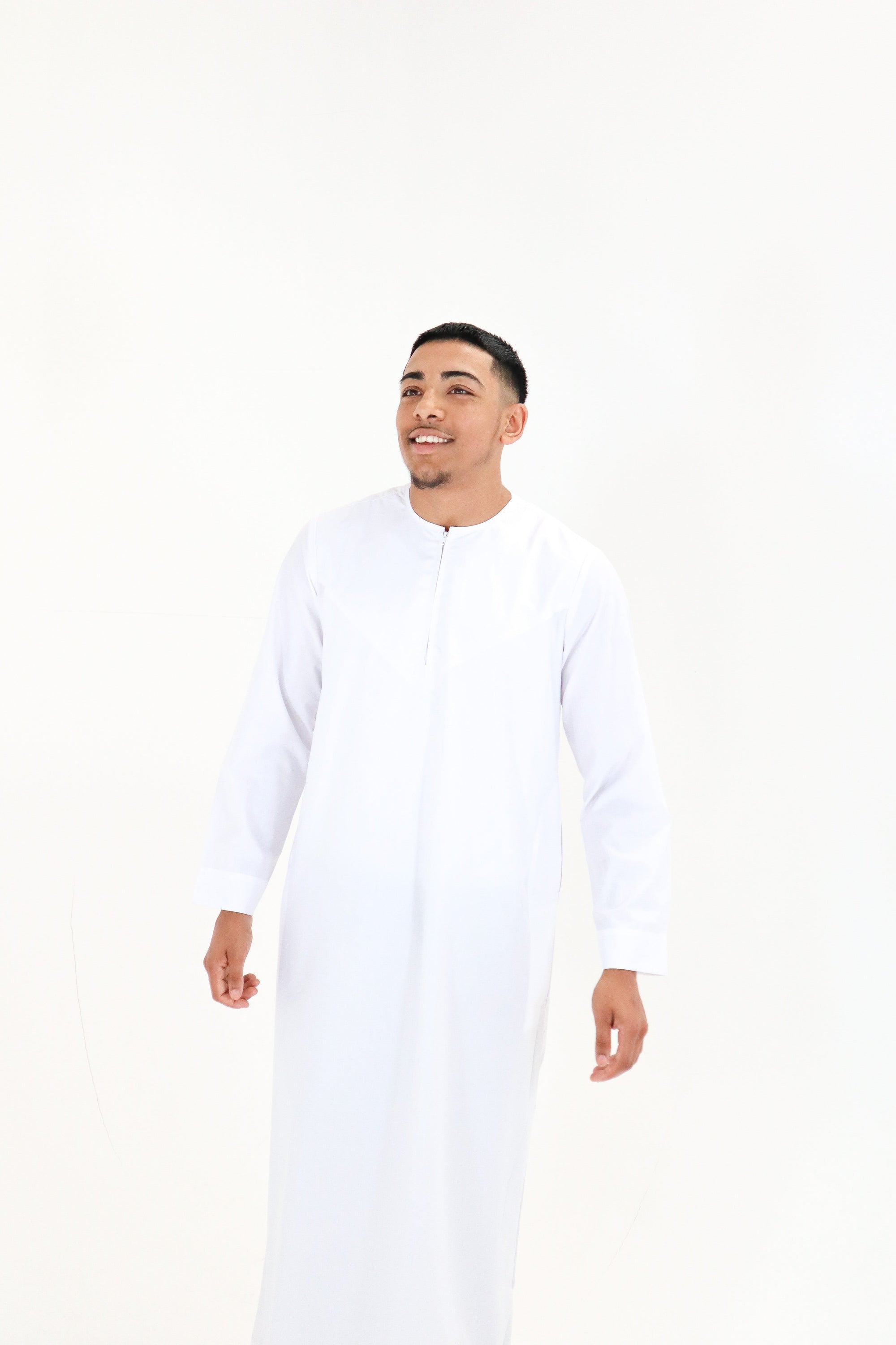 White Emirati Zip Thobe