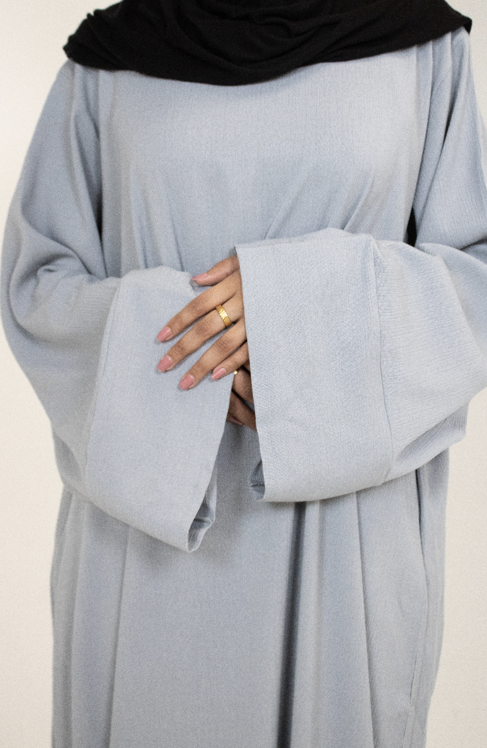 Pale Blue Textured Kimono Abaya