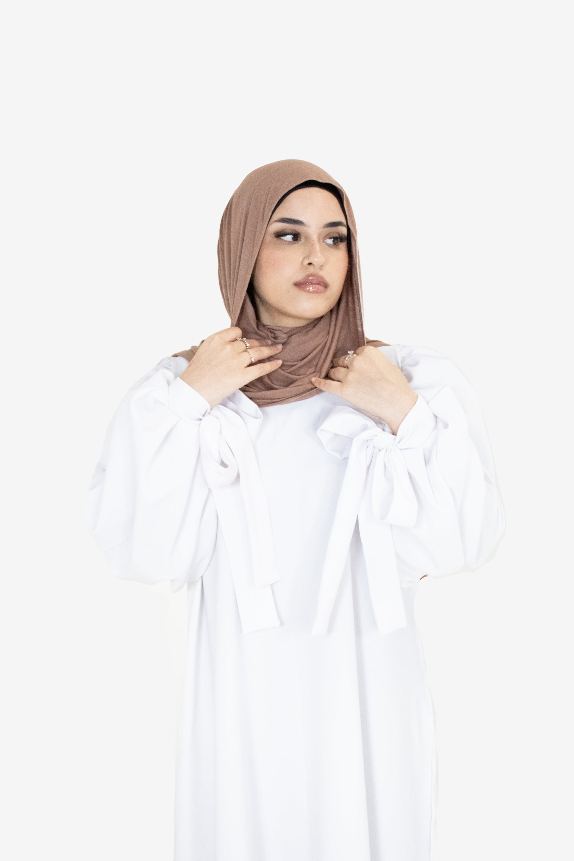 White Balloon Sleeve Abaya