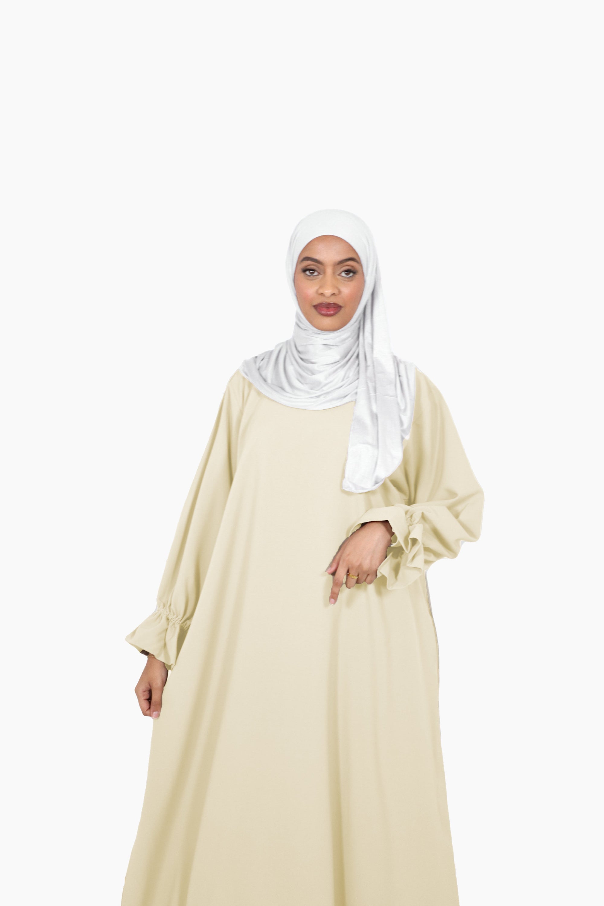 Cream Poet Sleeve Abaya