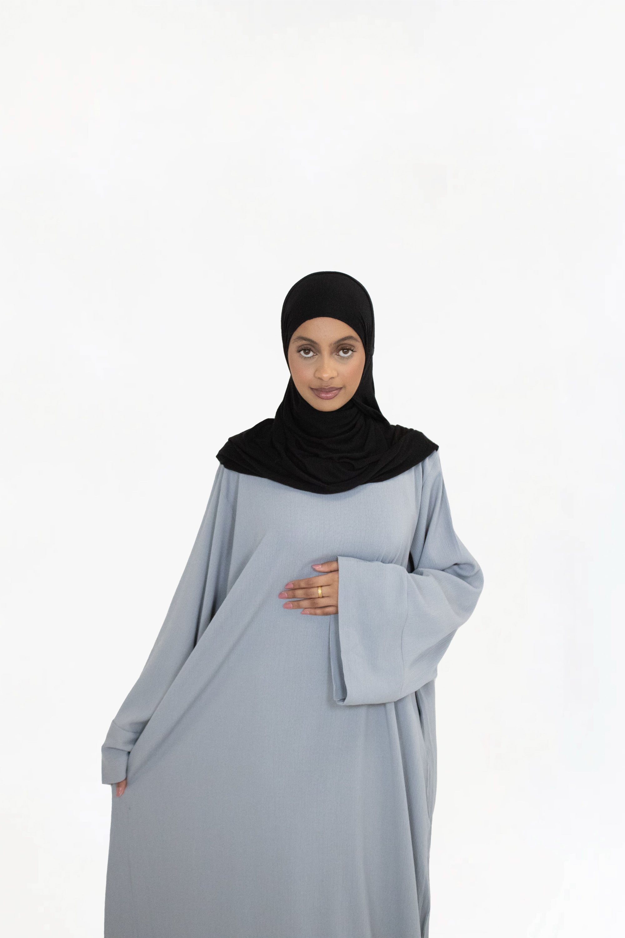 Pale Blue Textured Kimono Abaya