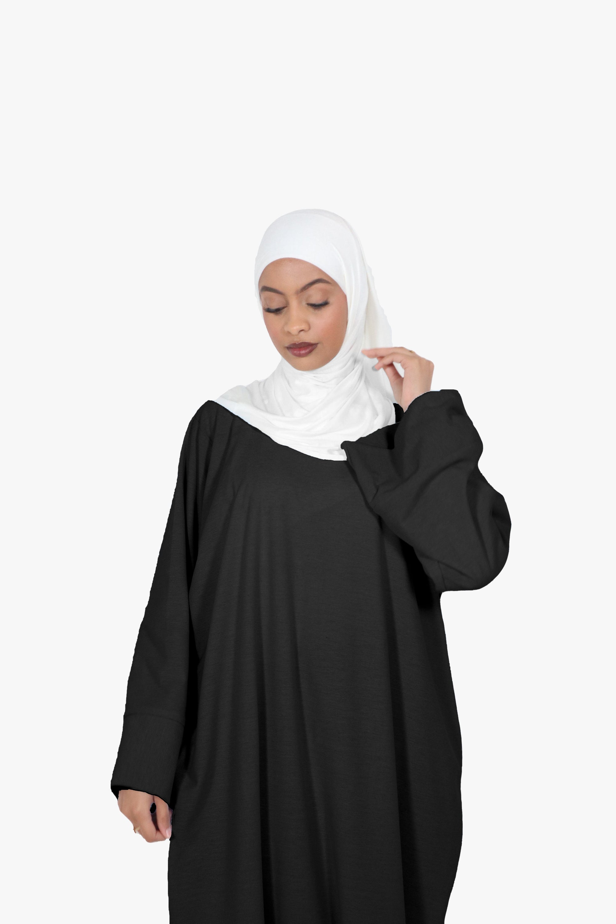 Black Textured Kimono Abaya