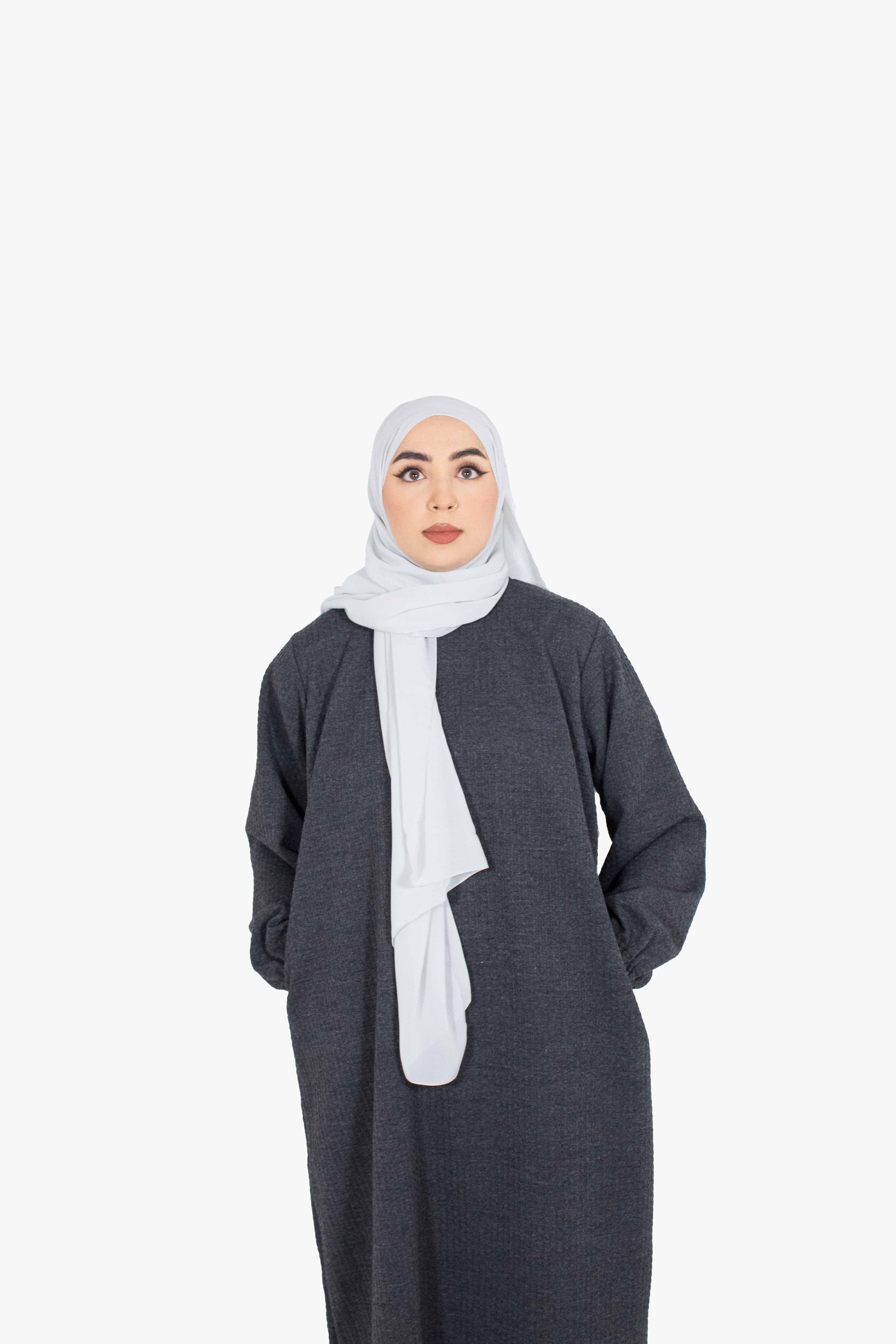 Textured Grey Jumper Abaya